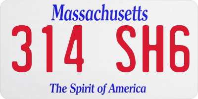 MA license plate 314SH6