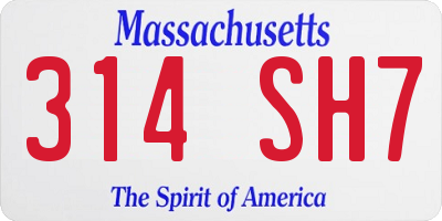 MA license plate 314SH7