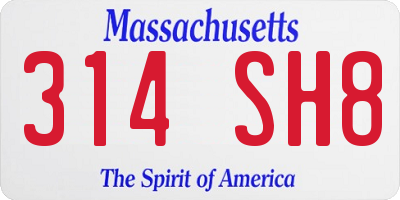 MA license plate 314SH8