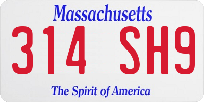 MA license plate 314SH9