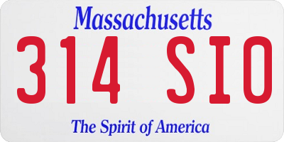 MA license plate 314SI0