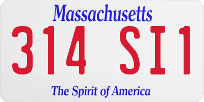 MA license plate 314SI1