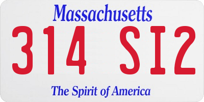 MA license plate 314SI2
