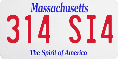 MA license plate 314SI4