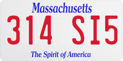MA license plate 314SI5