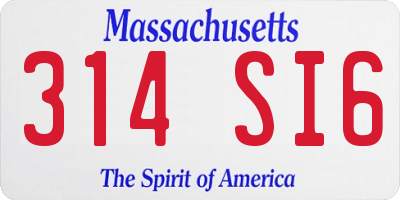 MA license plate 314SI6