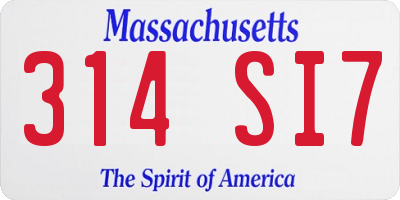 MA license plate 314SI7