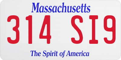 MA license plate 314SI9