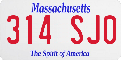 MA license plate 314SJ0