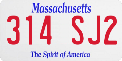 MA license plate 314SJ2