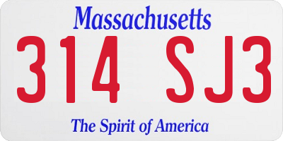 MA license plate 314SJ3