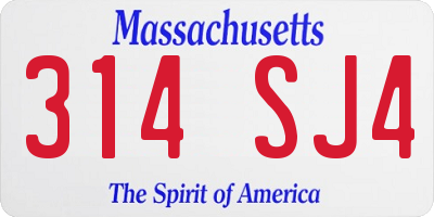 MA license plate 314SJ4