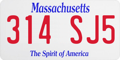 MA license plate 314SJ5