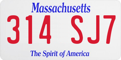 MA license plate 314SJ7