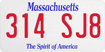 MA license plate 314SJ8