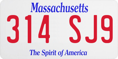 MA license plate 314SJ9