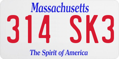 MA license plate 314SK3