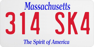 MA license plate 314SK4