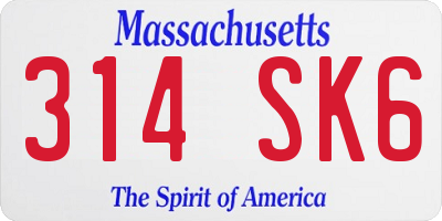 MA license plate 314SK6