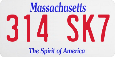 MA license plate 314SK7
