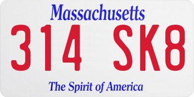 MA license plate 314SK8