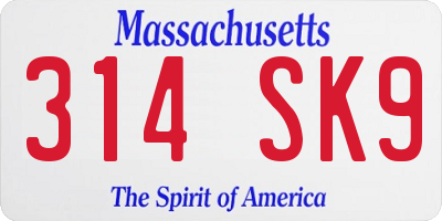 MA license plate 314SK9