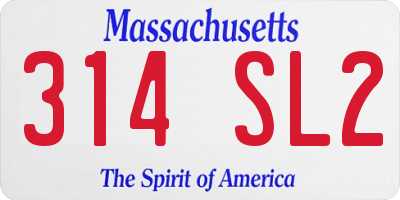 MA license plate 314SL2