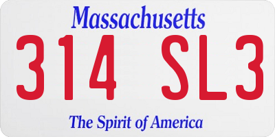 MA license plate 314SL3