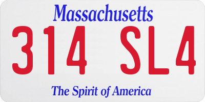 MA license plate 314SL4