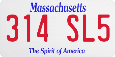 MA license plate 314SL5