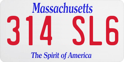 MA license plate 314SL6