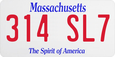 MA license plate 314SL7