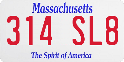 MA license plate 314SL8