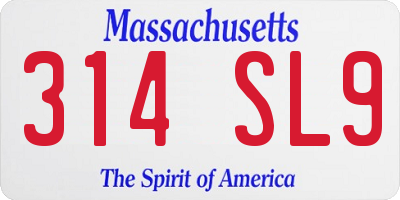 MA license plate 314SL9