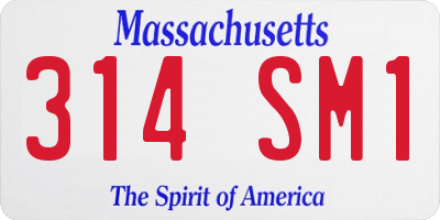 MA license plate 314SM1