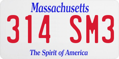 MA license plate 314SM3