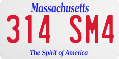 MA license plate 314SM4