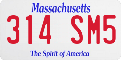 MA license plate 314SM5