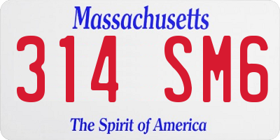 MA license plate 314SM6