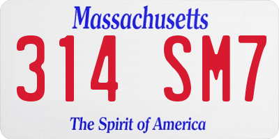 MA license plate 314SM7