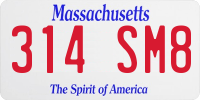MA license plate 314SM8