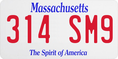 MA license plate 314SM9