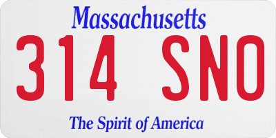 MA license plate 314SN0