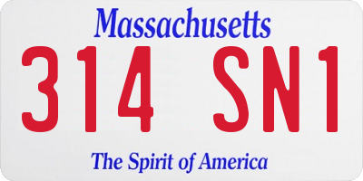MA license plate 314SN1