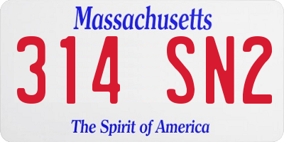 MA license plate 314SN2