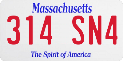 MA license plate 314SN4