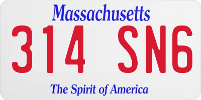 MA license plate 314SN6