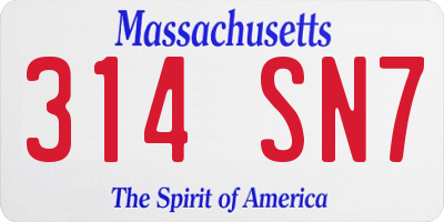MA license plate 314SN7