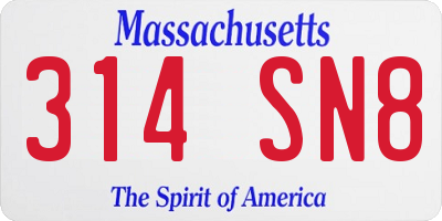 MA license plate 314SN8