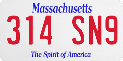 MA license plate 314SN9